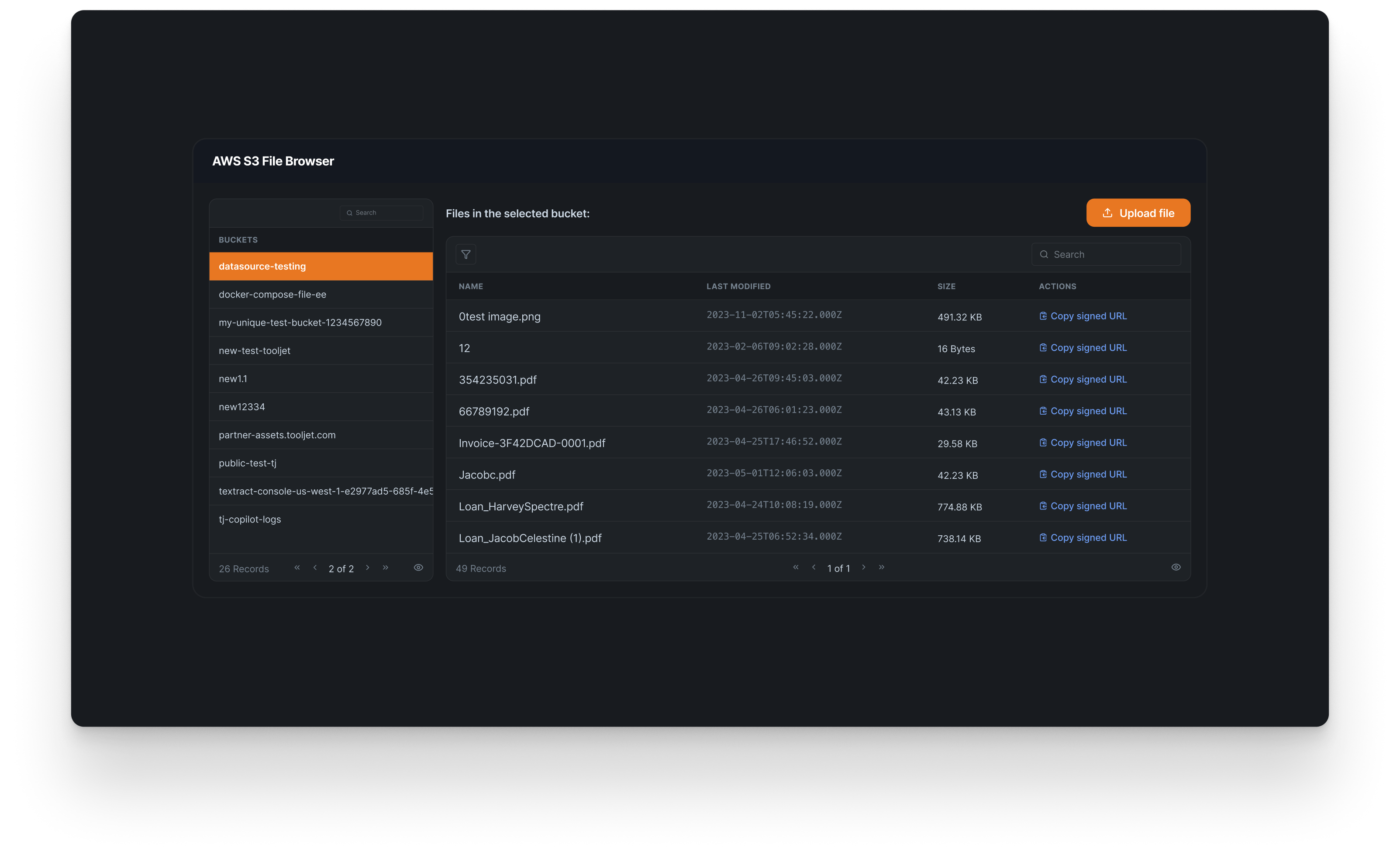 AWS S3 file explorer