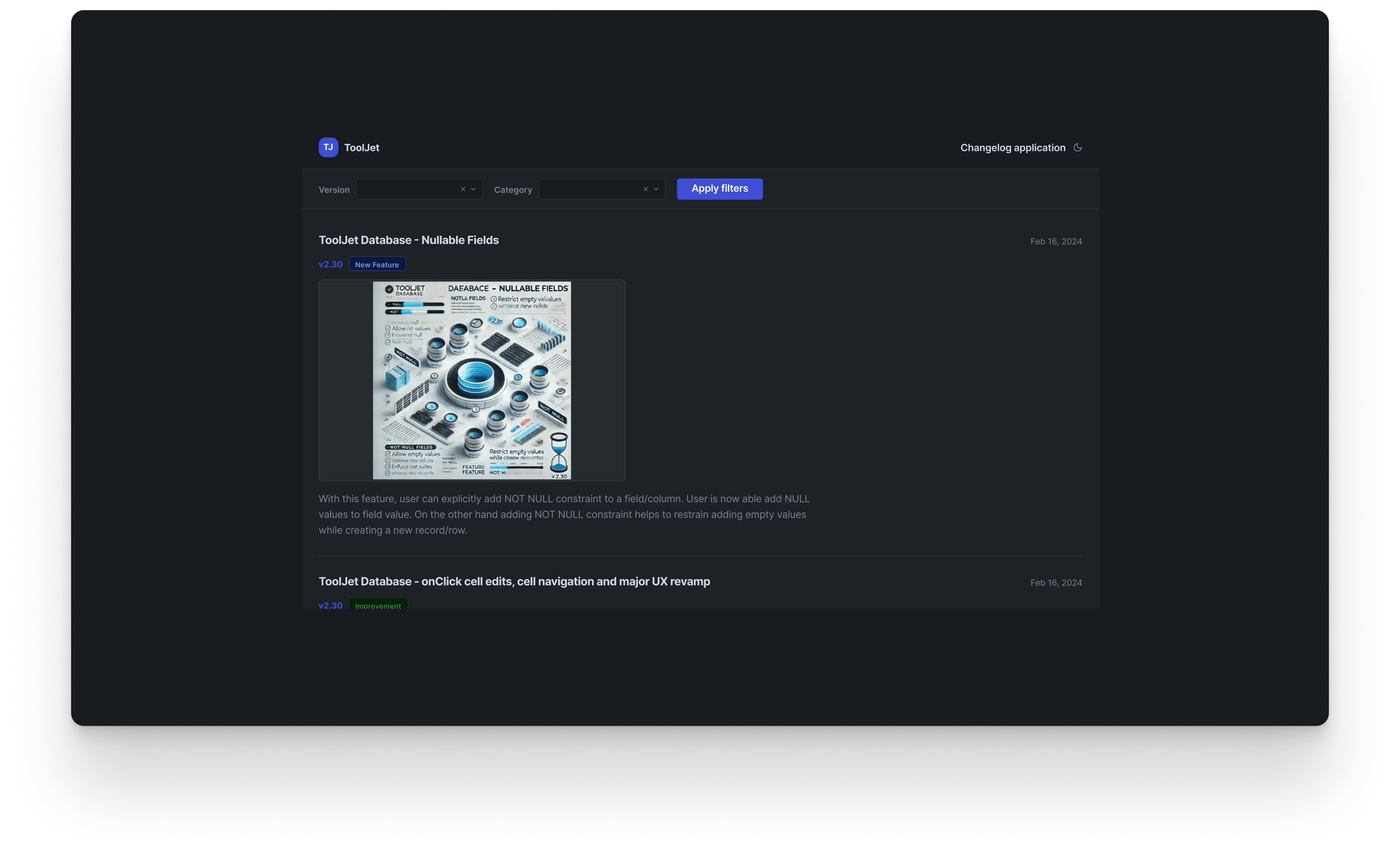 Changelog application