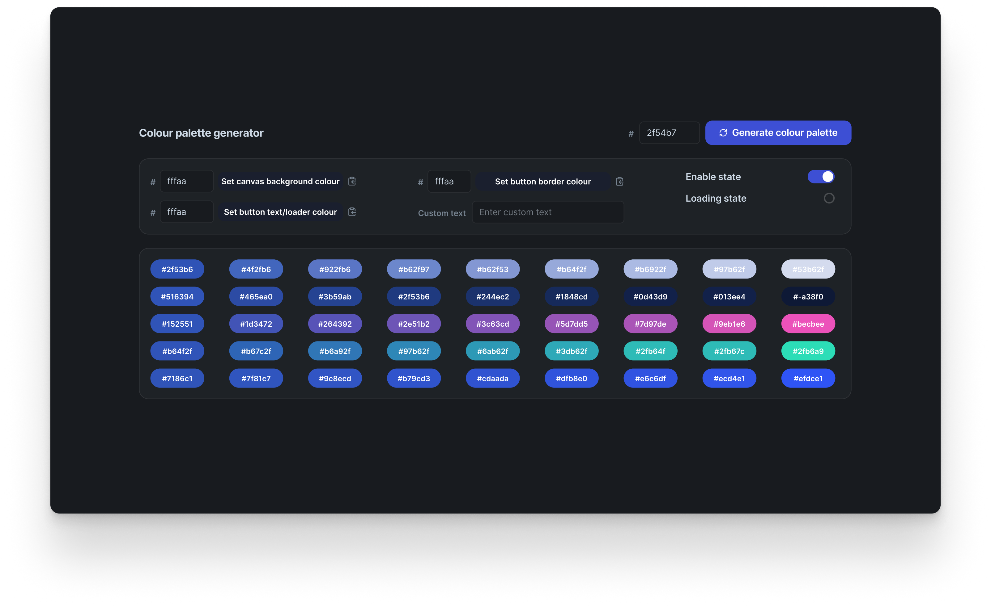 Colour palette generator