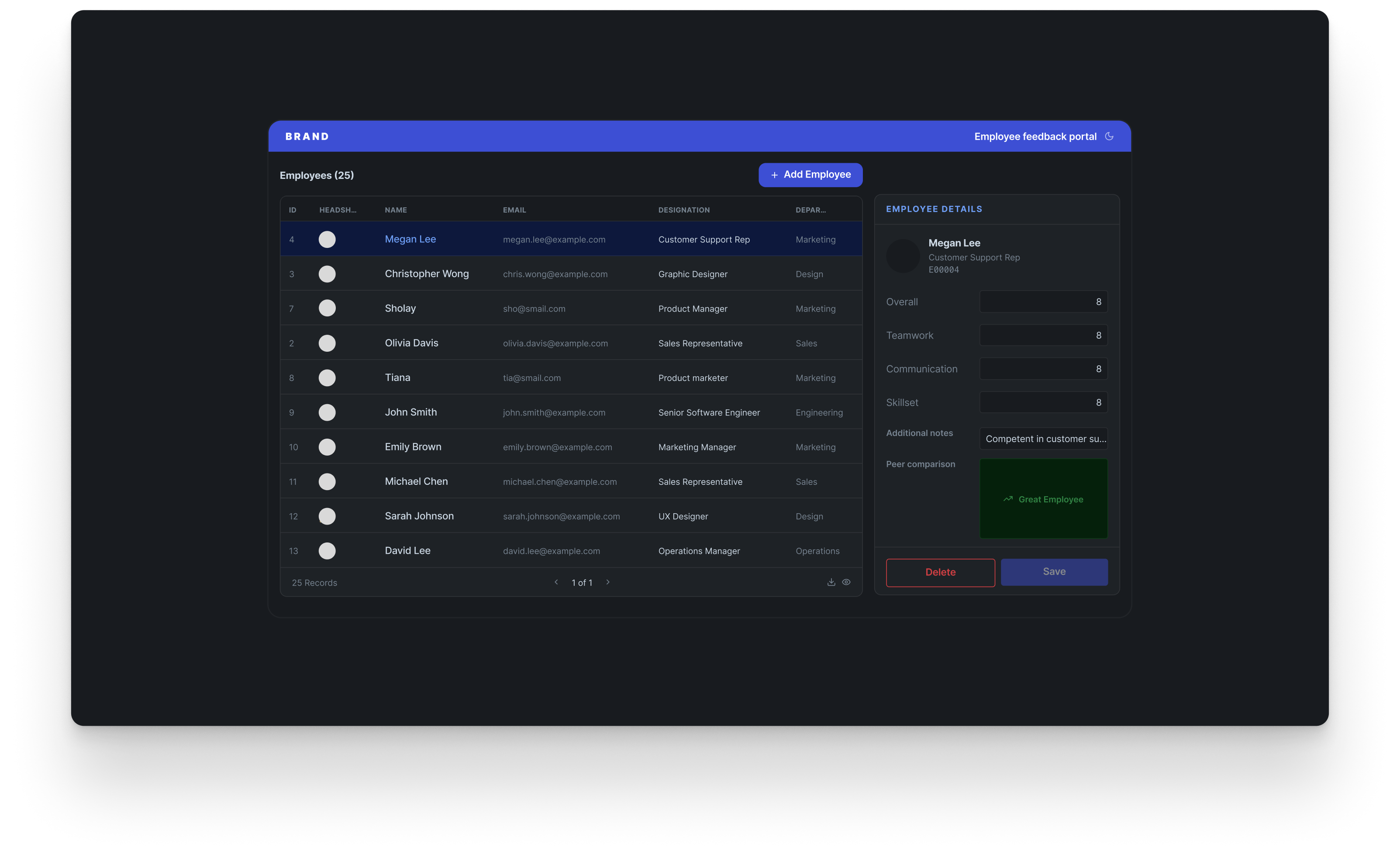 Employee feedback portal