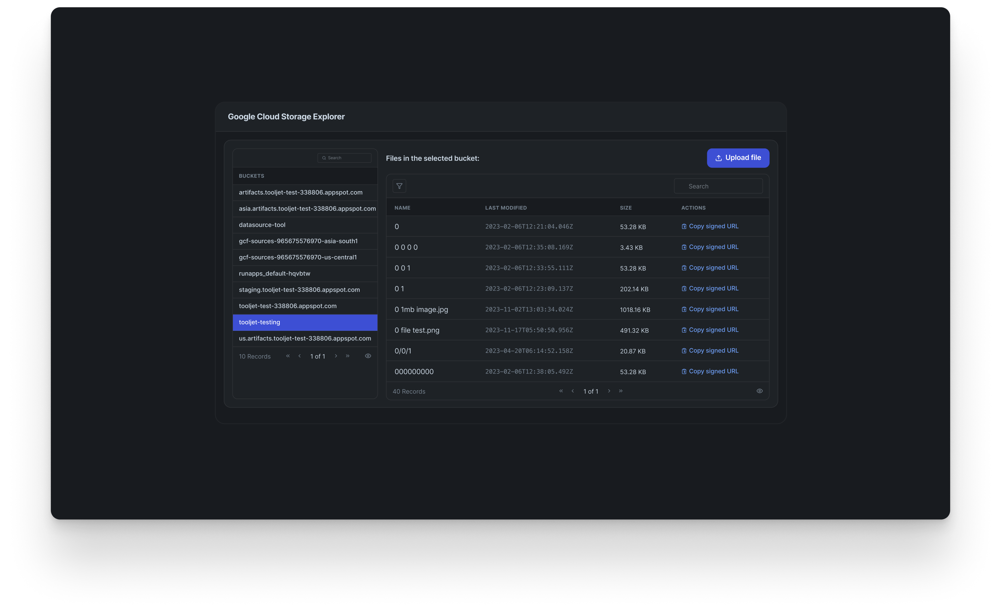 Google cloud storage explorer