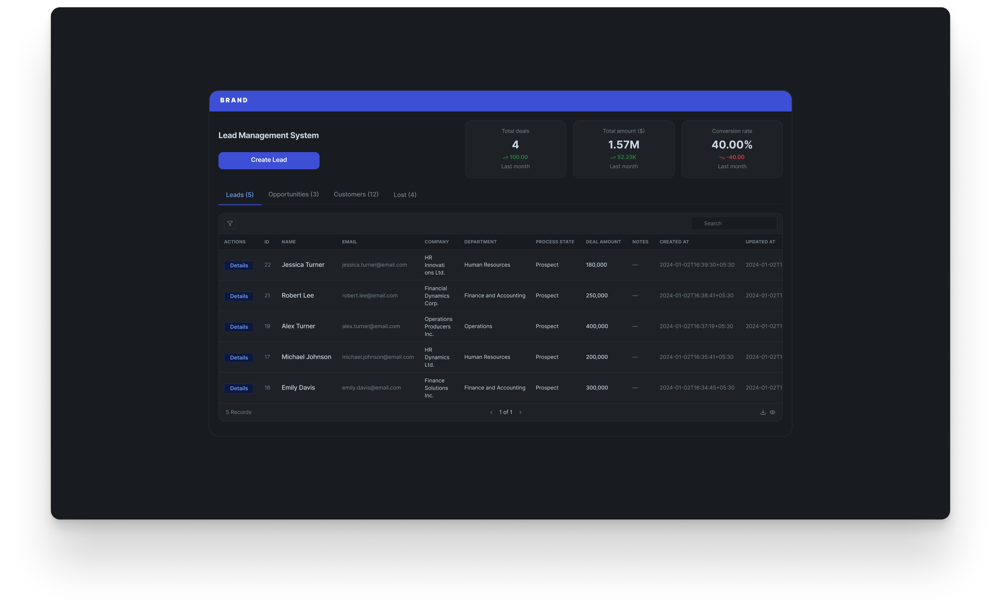 Lead management system