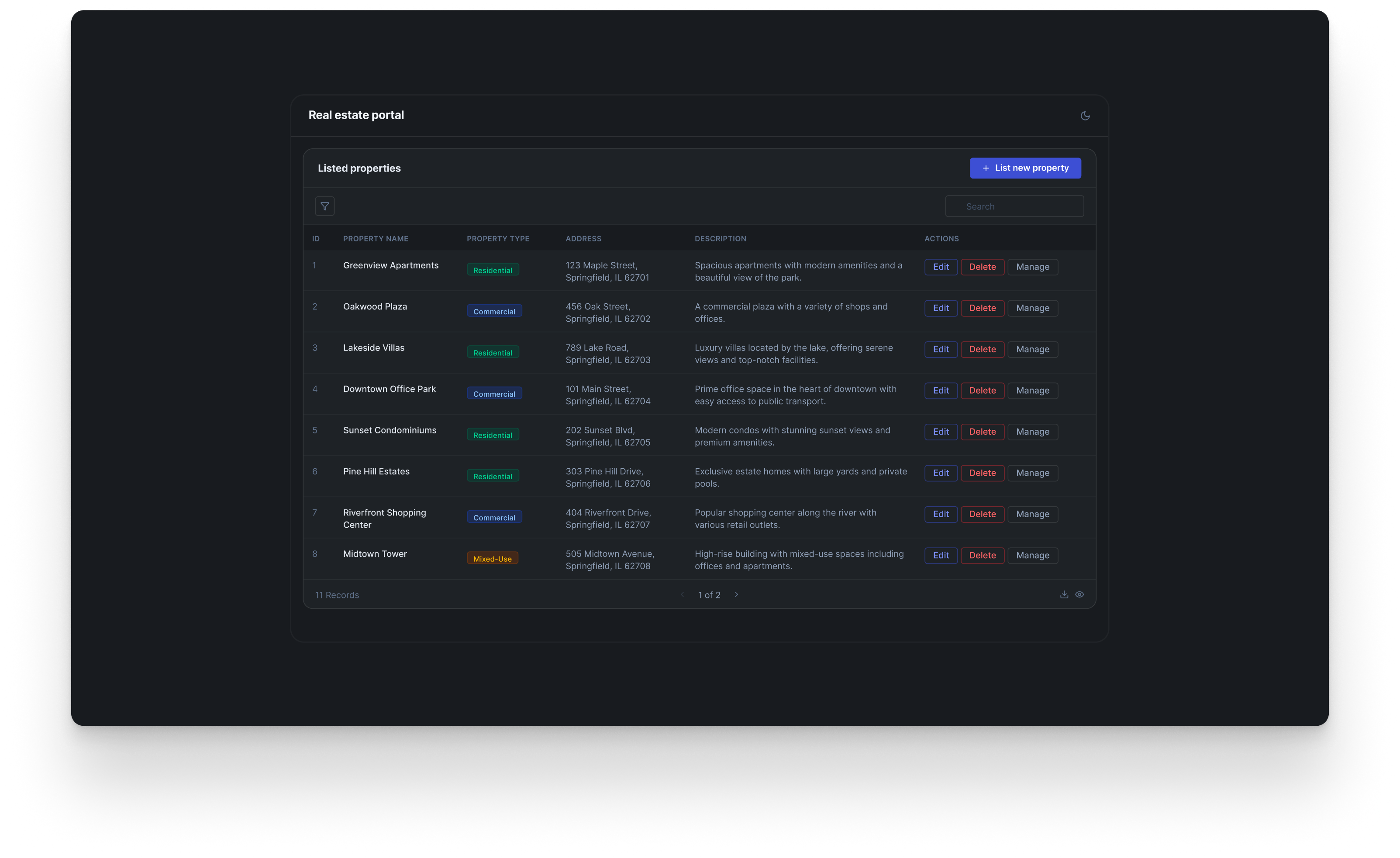 Real estate portal