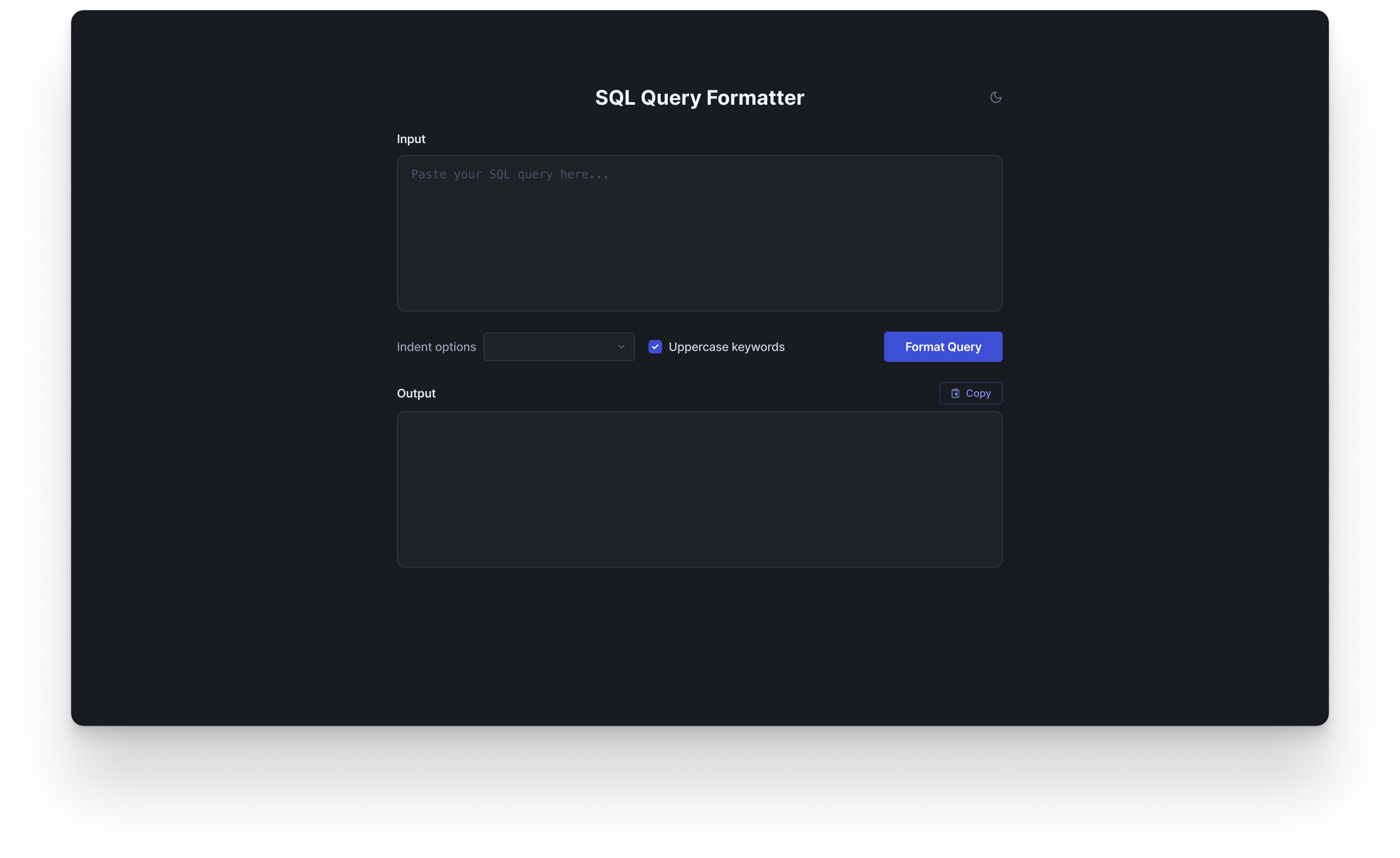 SQL query formatter