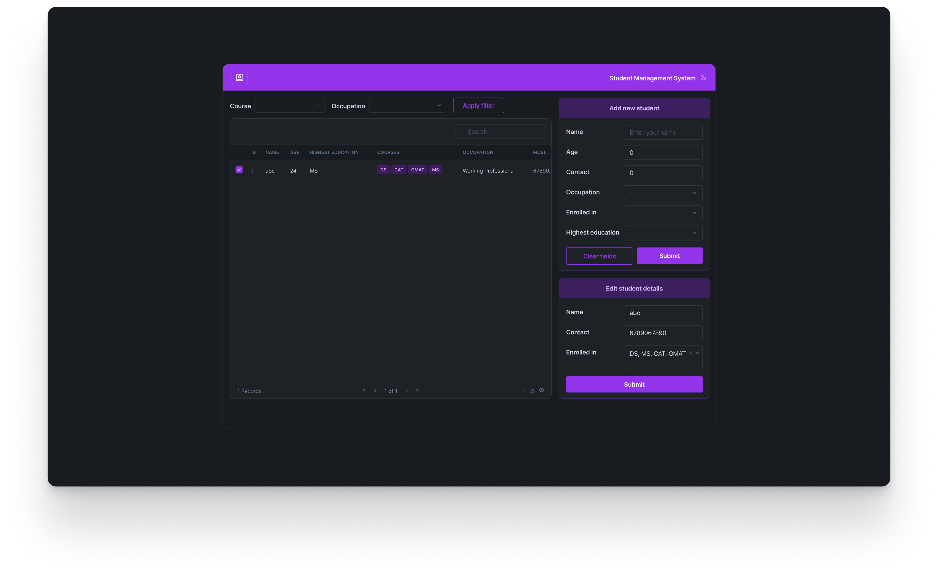 Student management system