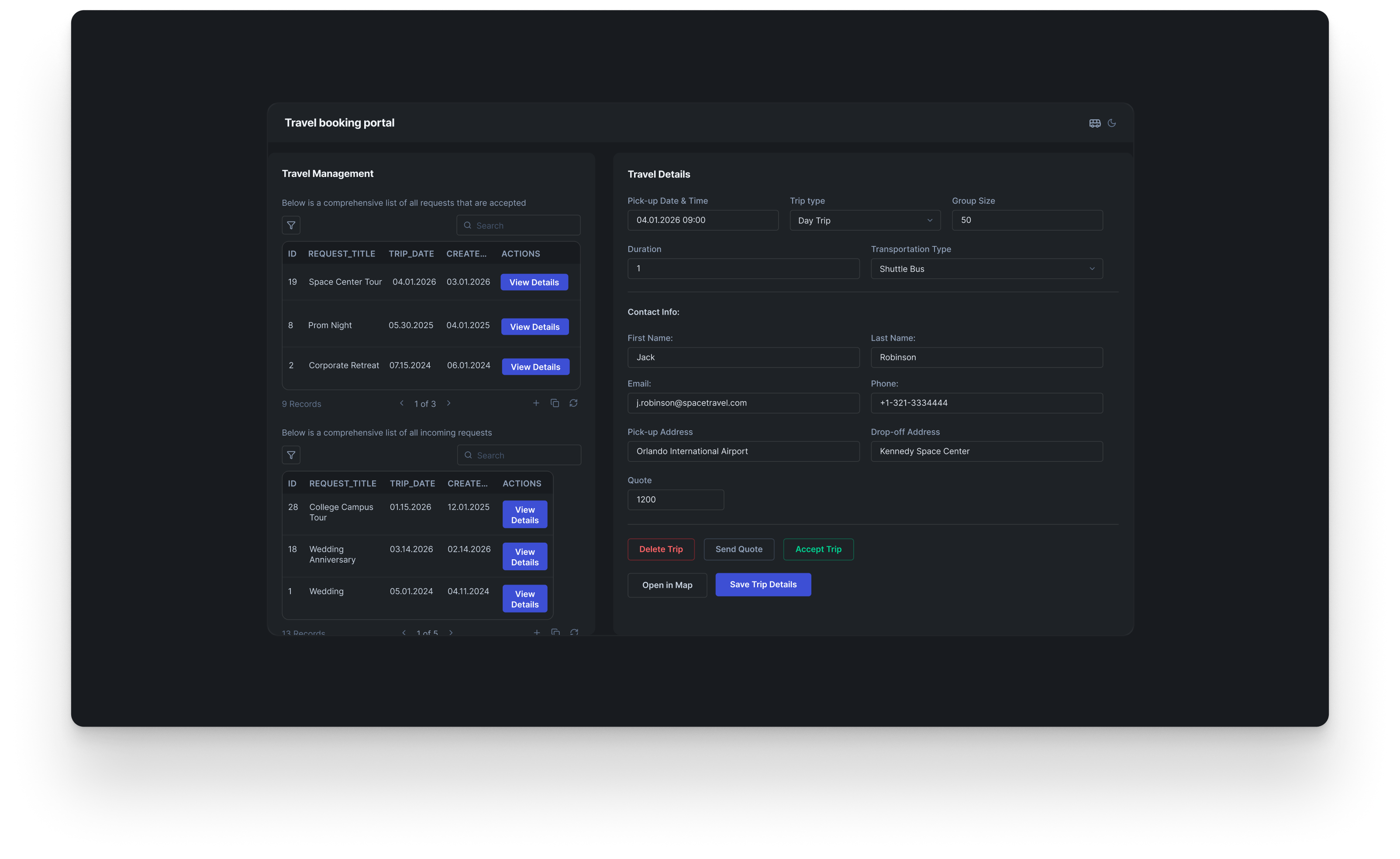 Travel booking portal