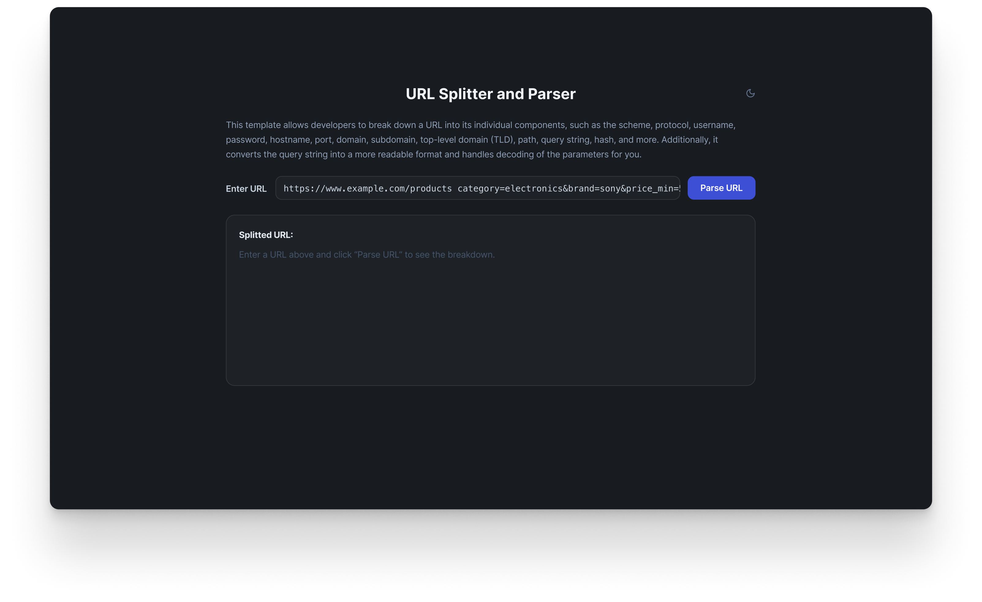 URL splitter and parser